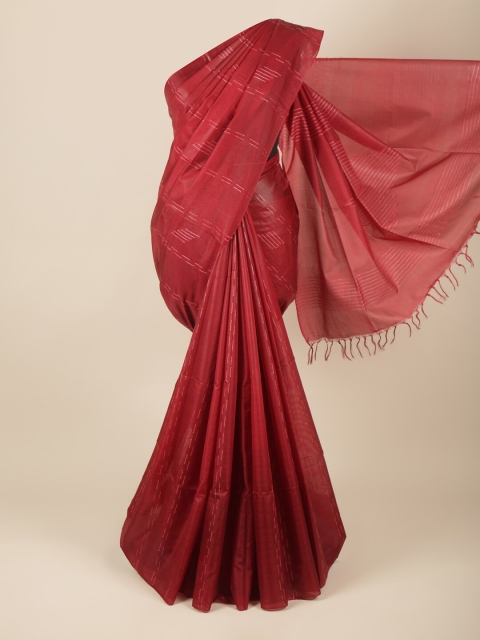 

Pothys Red & White Striped Jute Silk Saree