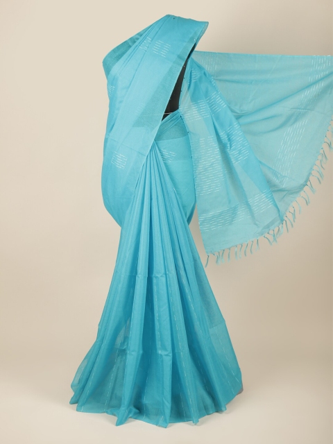 

Pothys Turquoise Blue Woven Design Jute Silk Saree