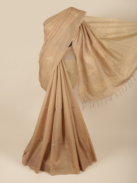 

Pothys Cream-Coloured & White Embroidered Jute Silk Saree