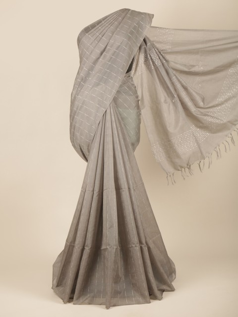 

Pothys Grey & White Woven Design Zari Jute Silk Saree