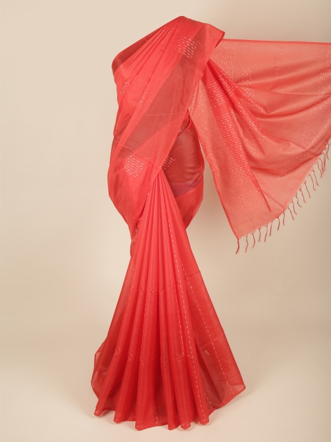 

Pothys Red & White Striped Jute Silk Saree