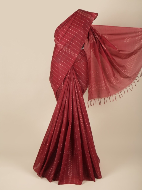 

Pothys Maroon Woven Design Jute Silk Saree