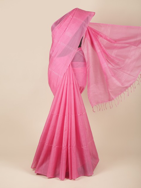 

Pothys Pink & White Woven Design Jute Silk Saree