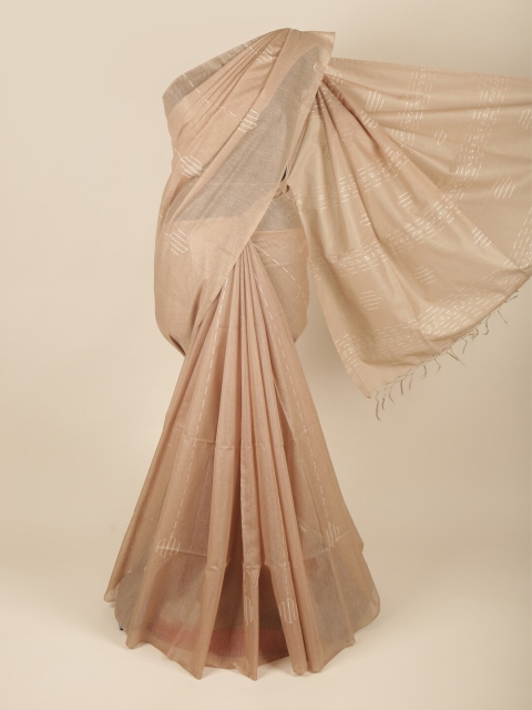 

Pothys Cream-Coloured Woven Design Jute Silk Fusion Saree