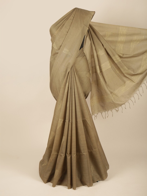 

Pothys Cream Embroidered Jute Silk Saree