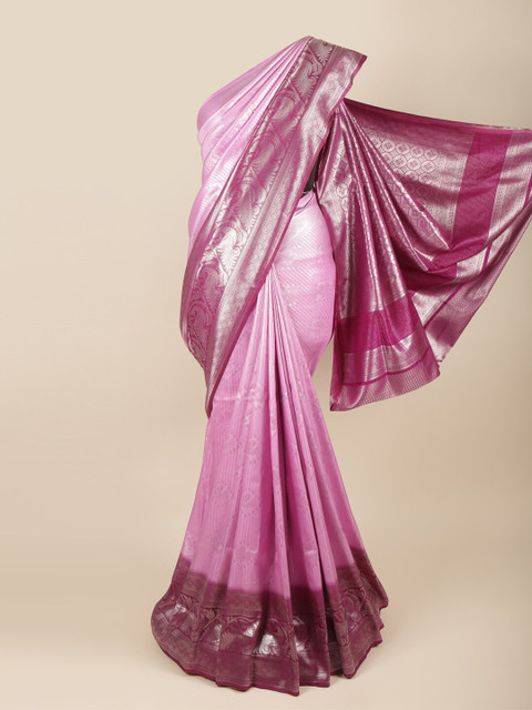 

Pothys Lavender & Silver-Toned Woven Design Zari Art Silk Banarasi Saree
