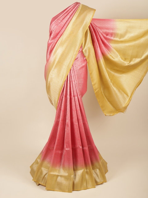 

Pothys Peach-Coloured & Yellow Woven Design Art Silk Saree