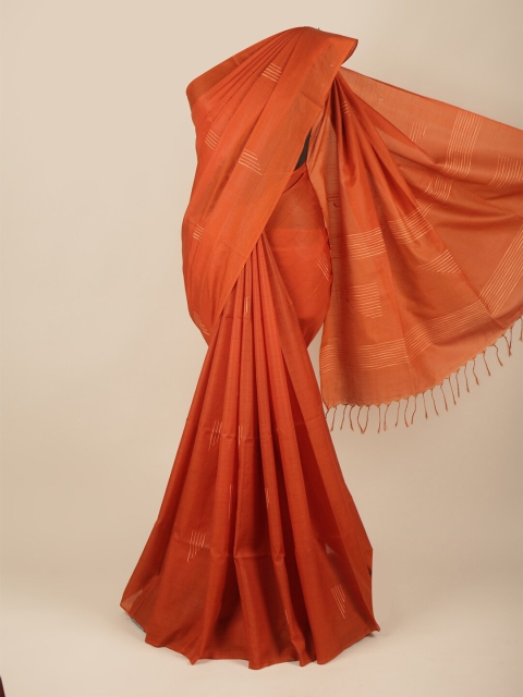 

Pothys Orange Embroidered Jute Silk Saree