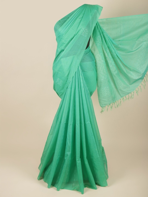 

Pothys Green Embroidered Jute Silk Saree