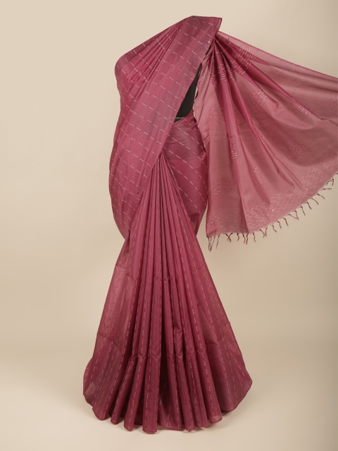 

Pothys Women Burgundy Embroidered Jute Silk Saree