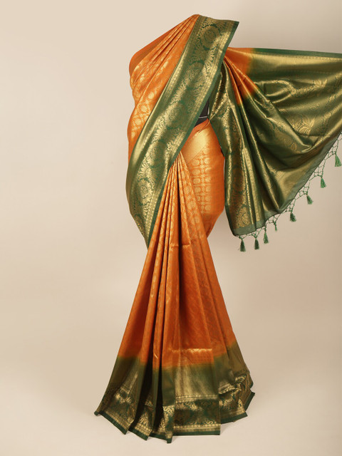 

Pothys Mustard & Green Ethnic Motifs Zari Art Silk Saree