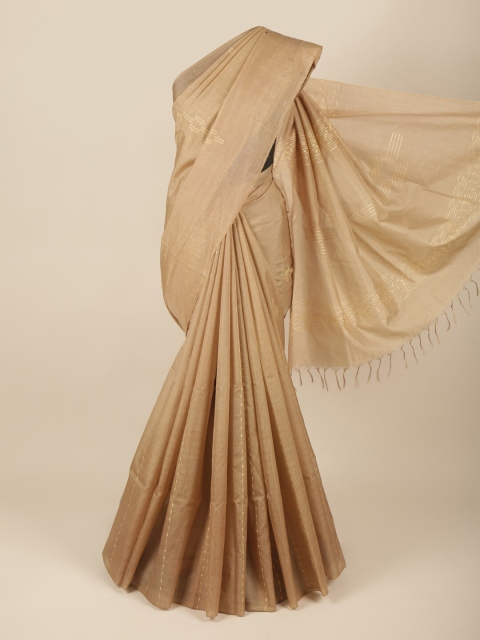 

Pothys Cream-Coloured Embroidered Jute Silk Saree