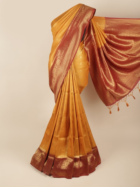 

Pothys Mustard & Maroon Woven Design Zari Art Silk Saree