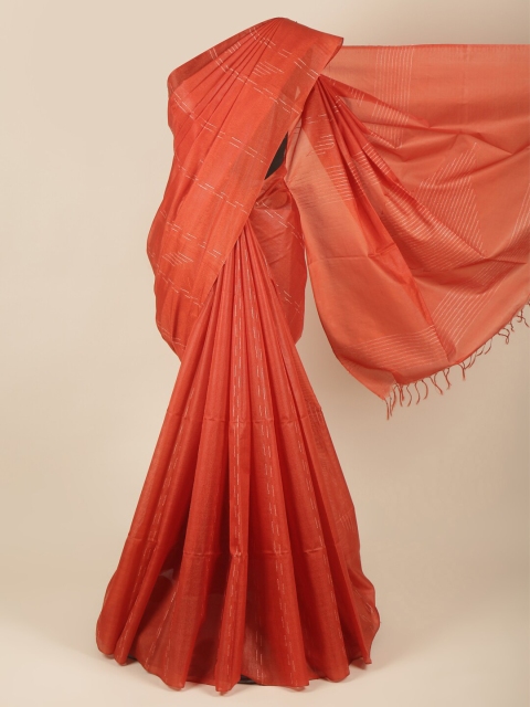 

Pothys Orange Woven Design Art Jute Silk Saree