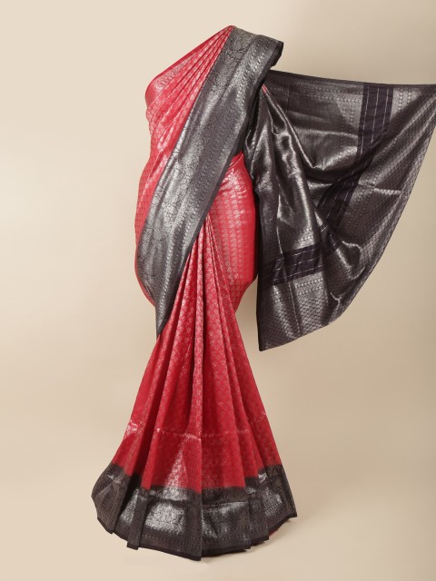 

Pothys Red & Black Ethnic Motifs Zari Art Silk Banarasi Saree