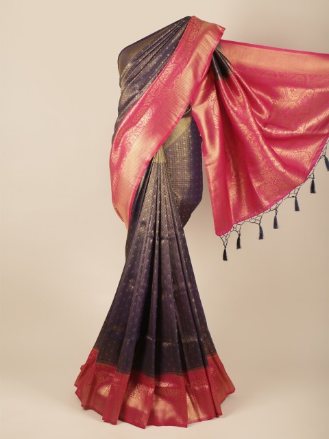 

Pothys Navy Blue & Pink Zari Art Silk Banarasi Saree