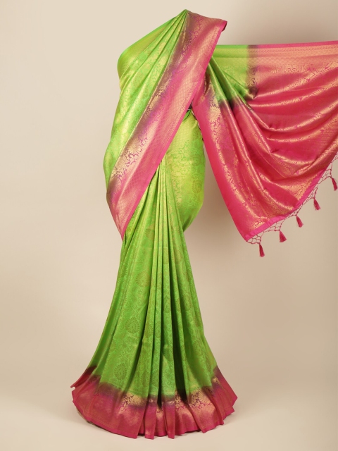 

Pothys Green & Magenta Floral Art Silk Banarasi Saree