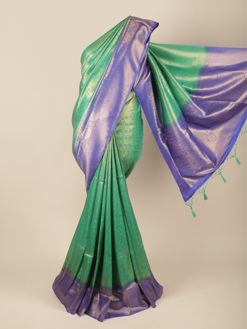 

Pothys Green & Blue Ethnic Motifs Zari Art Silk Banarasi Saree