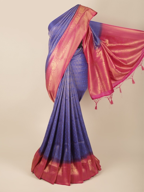 

Pothys Blue & Magenta Ethnic Motifs Zari Art Silk Banarasi Saree