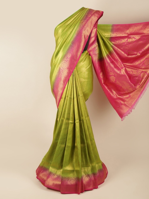 

Pothys Green & Pink Ethnic Motifs Art Silk Banarasi Saree