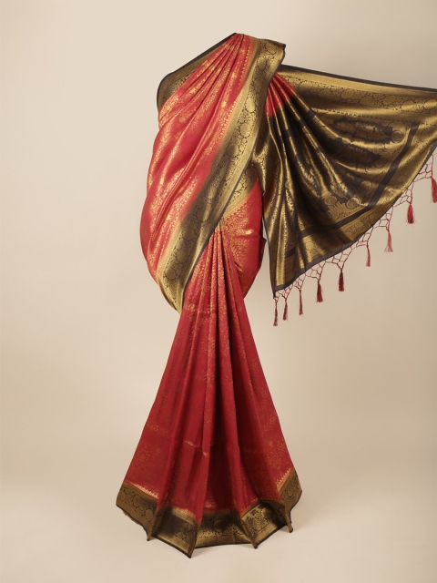 

Pothys Women Maroon & Black Woven Design Zari Art Silk Banarasi Saree