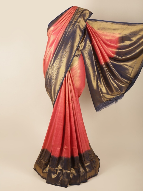 

Pothys Pink & Navy Blue Ethnic Motifs Zari Art Silk Banarasi Saree