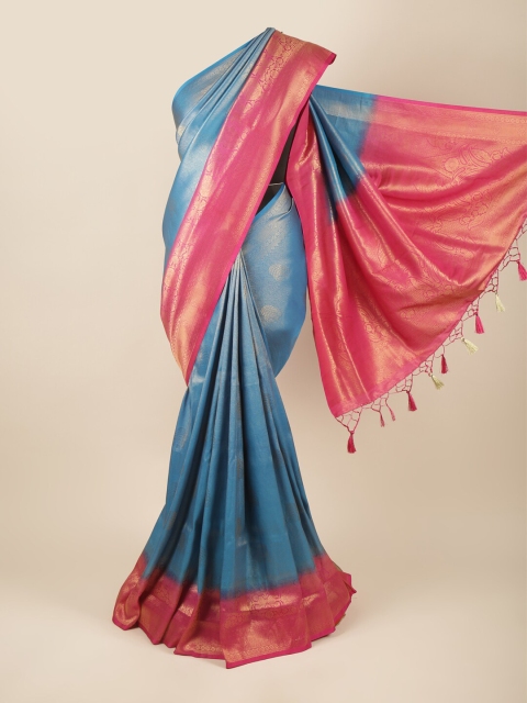 

Pothys Blue & Pink Ethnic Motifs Zari Art Silk Banarasi Saree
