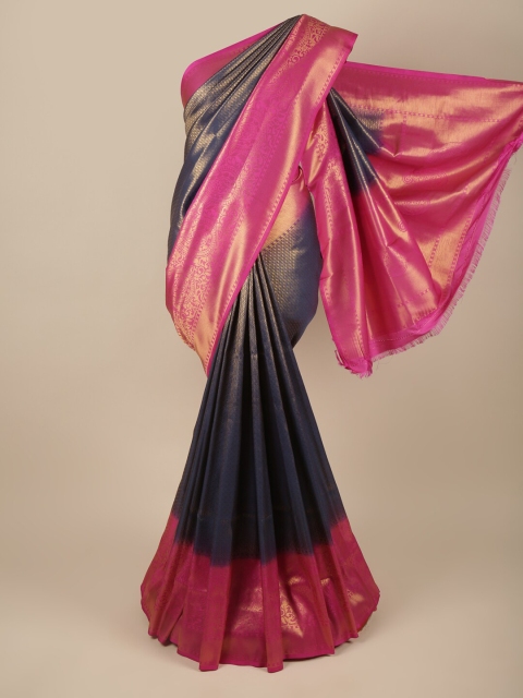 

Pothys Blue & Pink Woven Design Banaras Saree