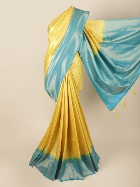 

Pothys Yellow & Pink Ethnic Motifs Art Silk Banarasi Saree