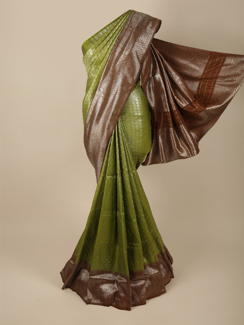 

Pothys Woven Green & Brown Woven Design Zari Art Silk Banarasi Saree