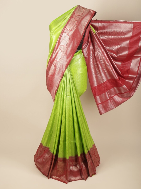 

Pothys Green & Red Ethnic Motifs Art Silk Banarasi Saree