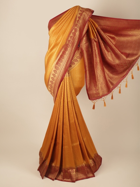 

Pothys Mustard & Maroon Woven Design Zari Art Silk Banarasi Saree