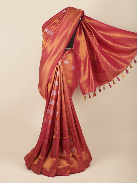 

Pothys Rust & Gold-Toned Woven Design Zari Art Silk Banarasi Saree