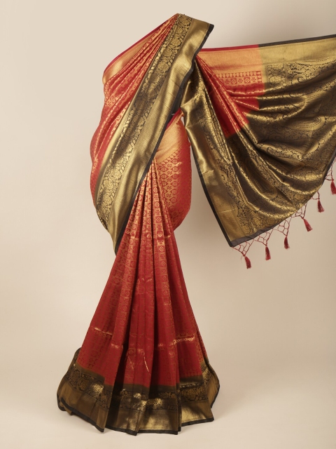 

Pothys Maroon & Navy Blue Woven Design Zari Art Silk Banarasi Saree