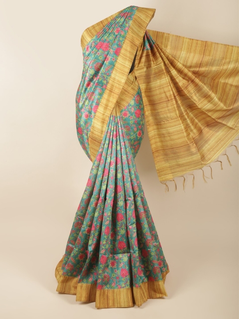 

Pothys Green & Pink Floral Printed Art Silk Saree
