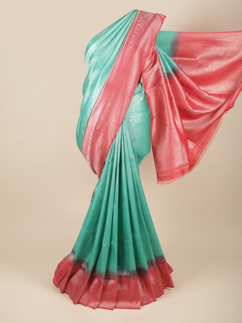 

Pothys Green & Red Ethnic Motifs Art Silk Banarasi Saree