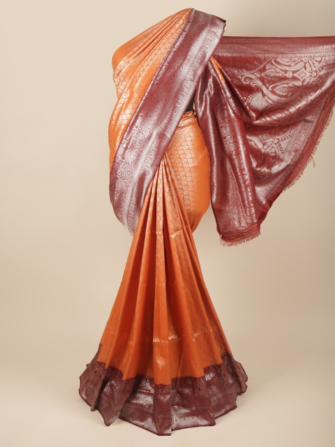 

Pothys Orange & Maroon Ethnic Motifs Zari Art Silk Banarasi Saree