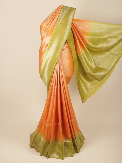 

Pothys Orange & Green Woven Design Zari Art Silk Banarasi Saree