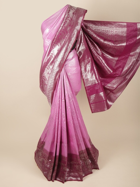 

Pothys Pink & Purple Woven Design Zari Art Silk Banarasi Saree