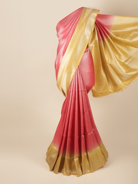 

Pothys Pink & Yellow Ethnic Motifs Zari Art Silk Banarasi Saree