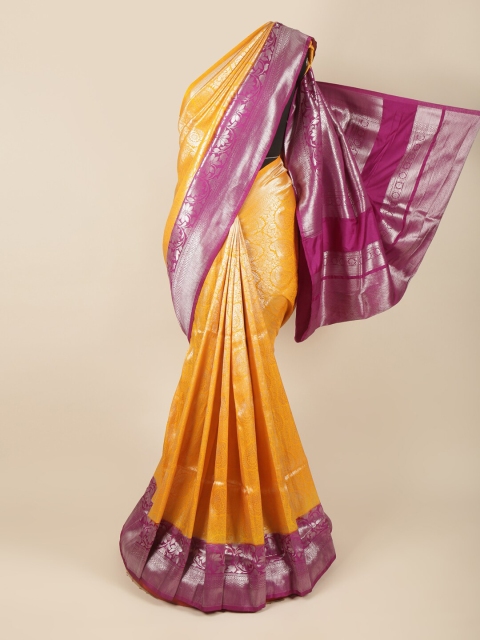 

Pothys Yellow & Purple Woven Design Zari Art Silk Banarasi Saree