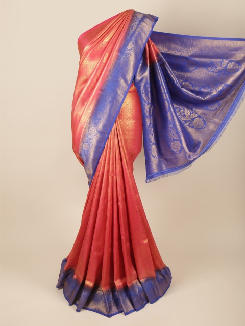 

Pothys Pink & Blue Woven Design Zari Art Silk Banarasi Saree