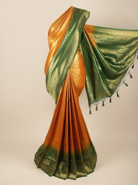 

Pothys Mustard & Green Woven Design Zari Art Silk Banarasi Saree