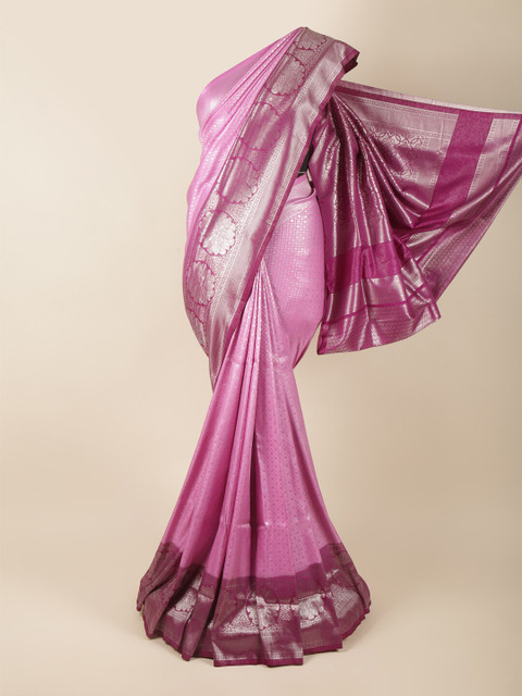 

Pothys Women Pink & Burgundy Ethnic Motifs Zari Art Silk Banarasi Saree