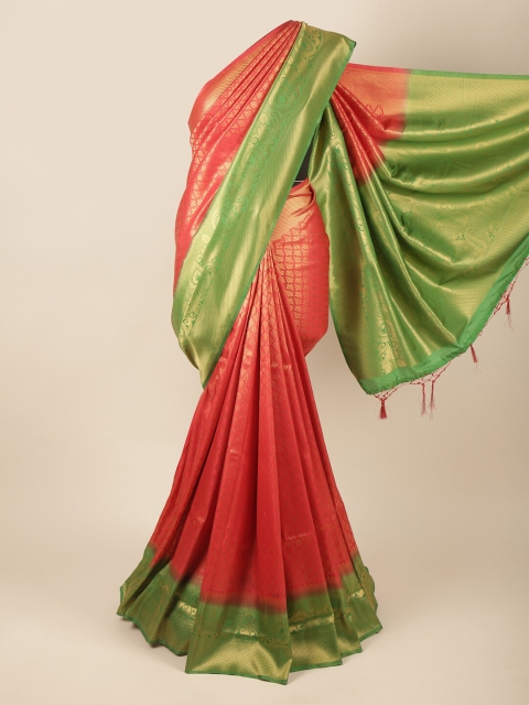 

Pothys Red & Green Ethnic Motifs Art Silk Banarasi Saree