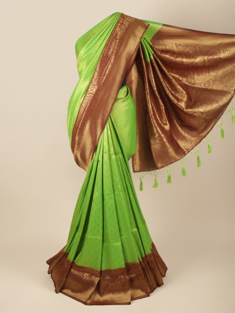 

Pothys Green & Brown Woven Design Banaras Saree