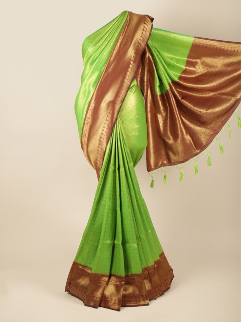 

Pothys Green & Maroon Floral Zari Art Silk Banarasi Saree