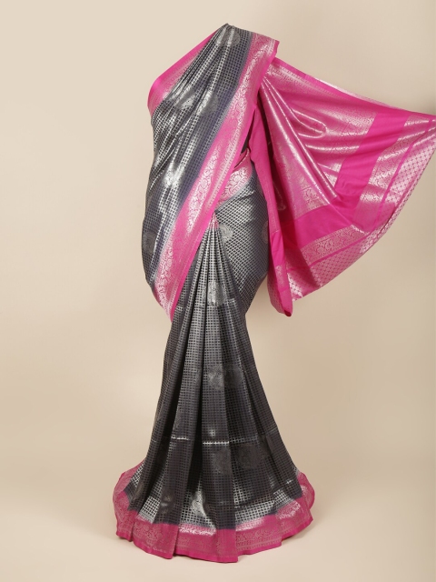 

Pothys Navy Blue & Magenta Ethnic Motifs Zari Art Silk Banarasi Saree