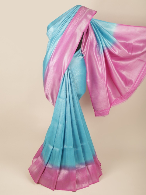 

Pothys Blue & Pink Woven Design Banaras Saree