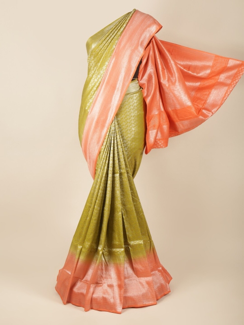 

Pothys Green & Orange Woven Design Zari Art Silk Banarasi Saree